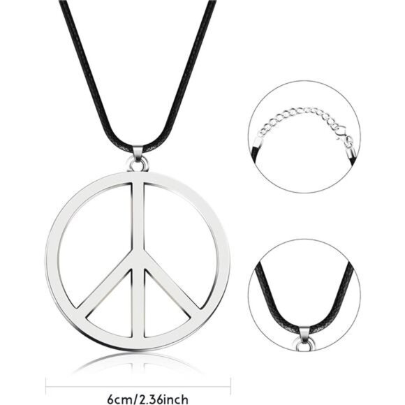Hippie Dressing Accessory Set Hippie Glasses and Peace Sign Necklace - Picture 2 of 7